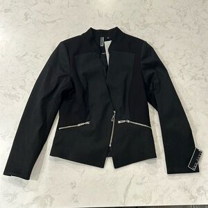 Mary Kay Blazer Women’s Size 6 Black Long Sleeve Silver Zipper Pockets NWT
